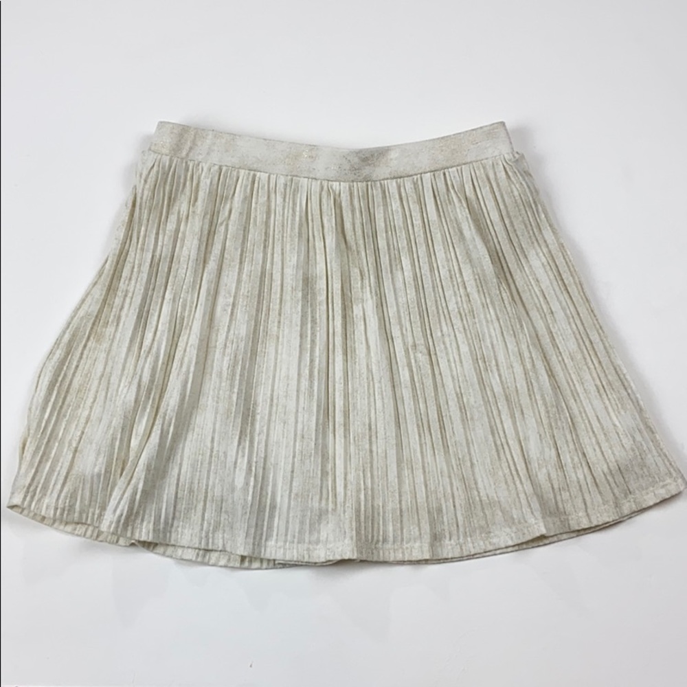 🤍Jessica Simpson cream&metallic gold pleated skirt